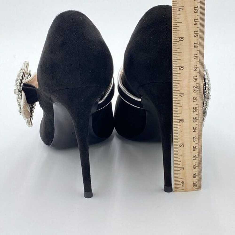 FSJ Black High Heel Mary Jane Pointed Toe Rhinest… - image 4