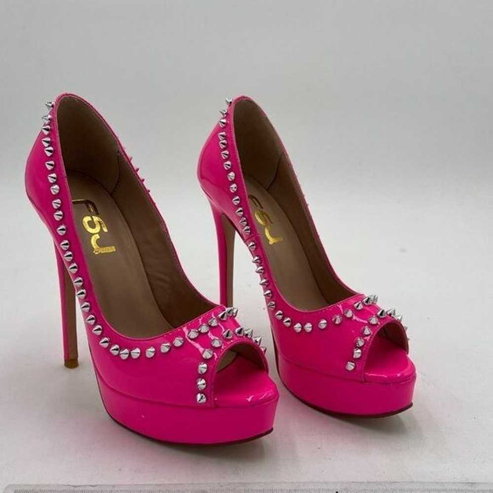 FSJ Fuchsia Peep Toe Platform Pumps High Heel Sli… - image 4