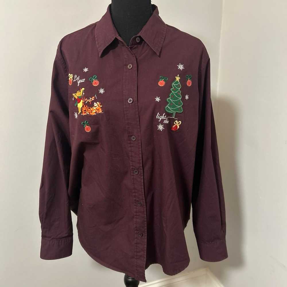 Vintage Disney Christmas button up shirt embroide… - image 1