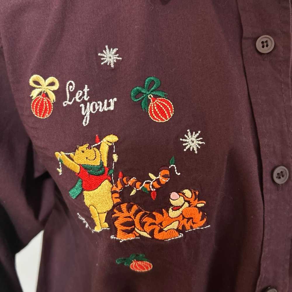 Vintage Disney Christmas button up shirt embroide… - image 3