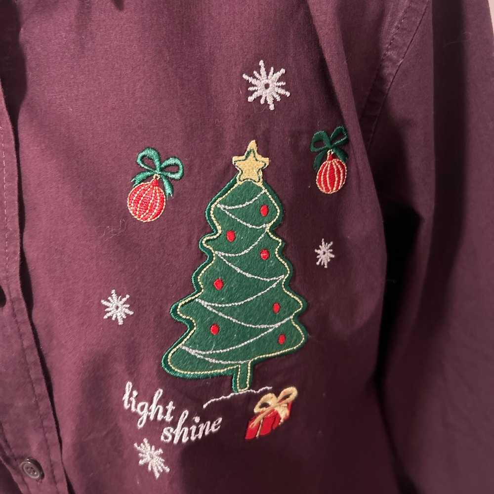 Vintage Disney Christmas button up shirt embroide… - image 4