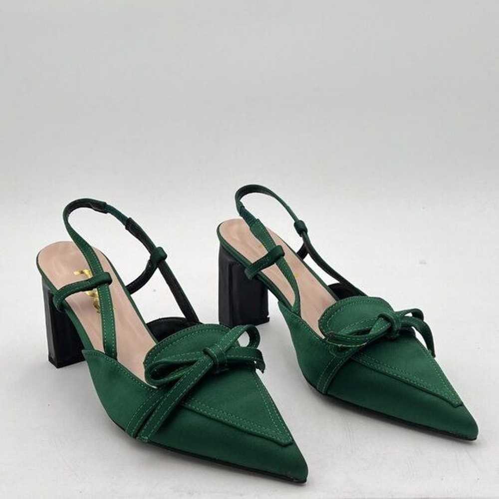 FSJ Green Women Pointed Toe Slingback Pumps Class… - image 1