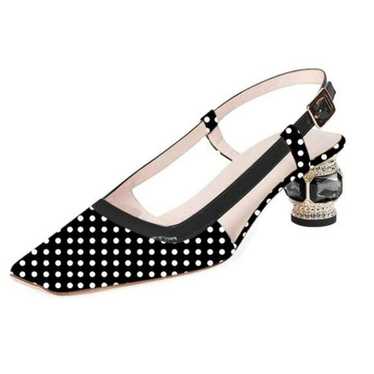 FSJ Women Fashion Square Toe Pumps Rhinestones Ch… - image 1