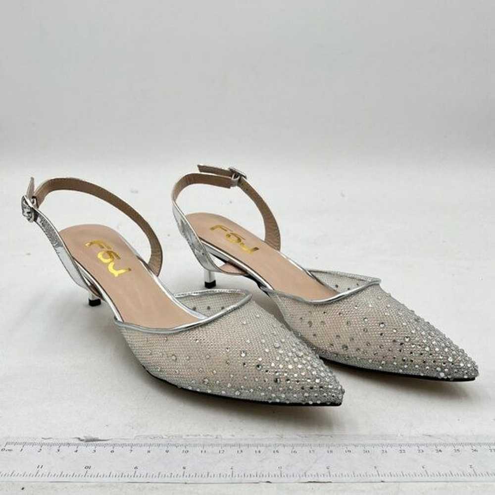 FSJ Women Crystal Studded Clear Pumps Sparkle Rhi… - image 3