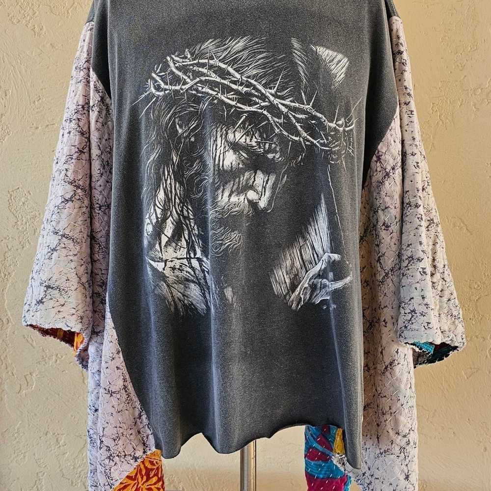 Vintage JESUS Crucifixion Authentic KANTHA Upcycl… - image 2