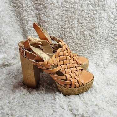 Anthropologie Ouigal Leather Basket Weave Espadril