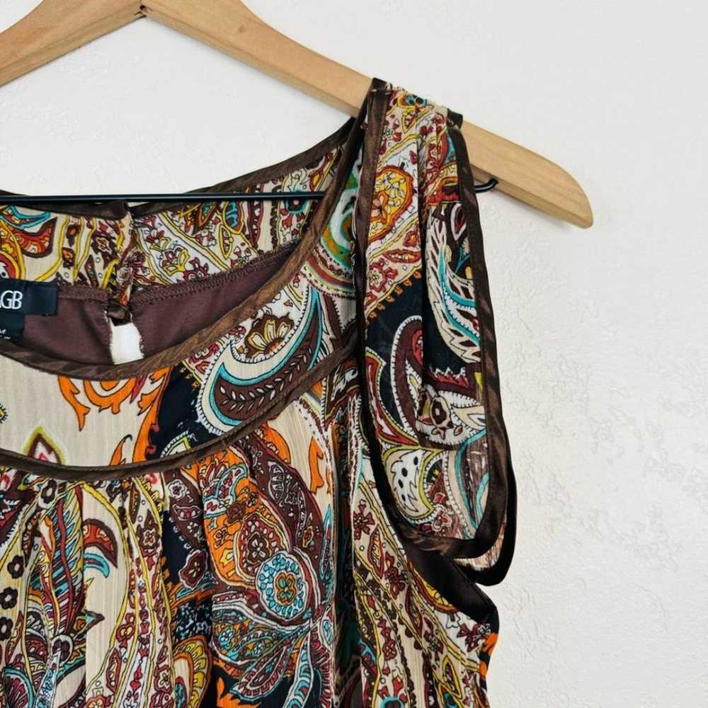 AGB | brown paisley sleeveless blouse | M - image 2