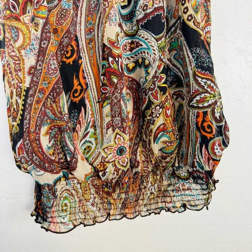 AGB | brown paisley sleeveless blouse | M - image 4