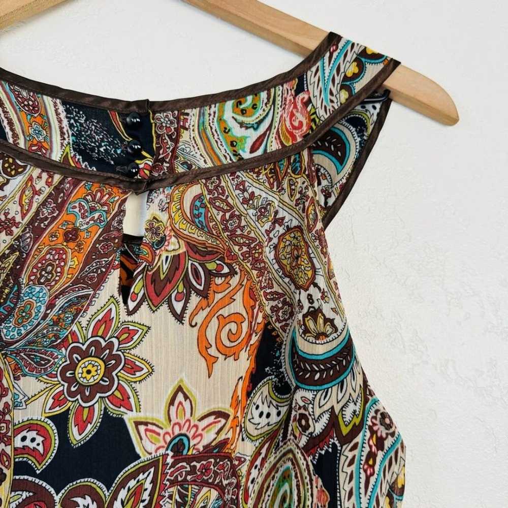 AGB | brown paisley sleeveless blouse | M - image 6