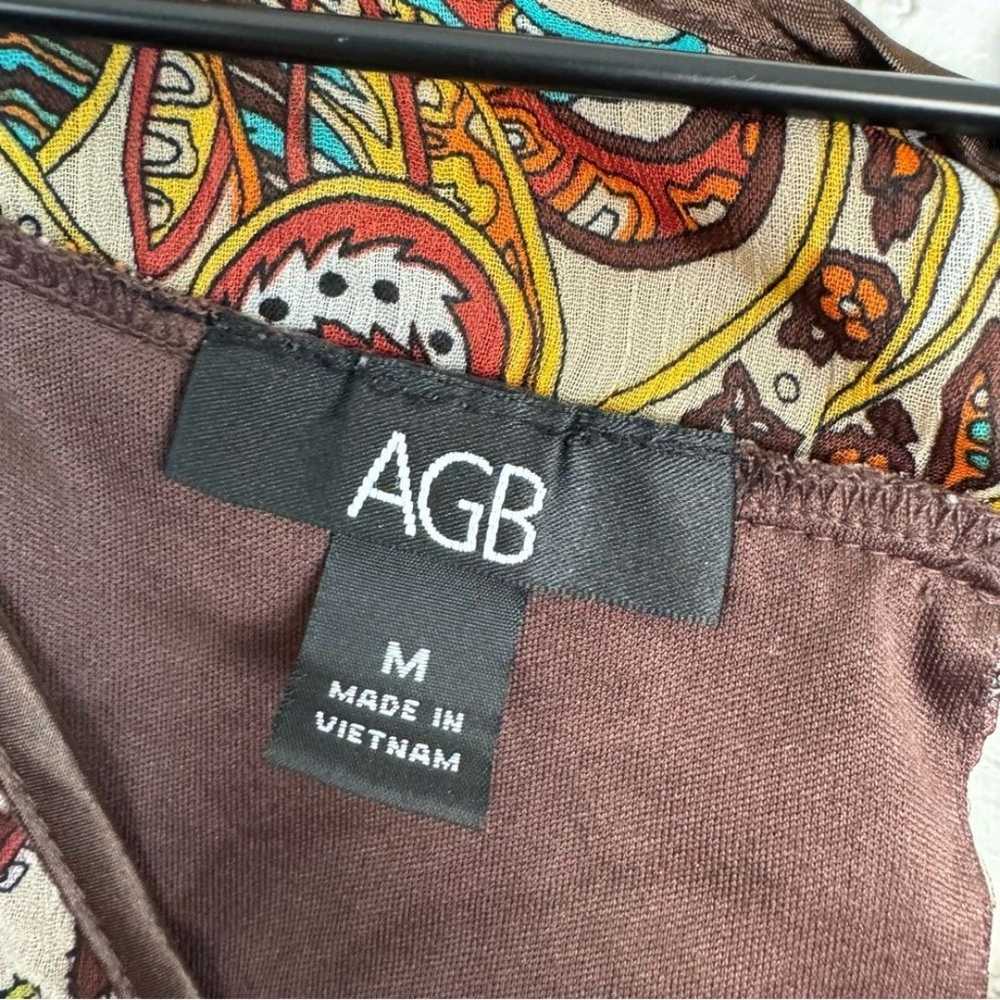 AGB | brown paisley sleeveless blouse | M - image 7