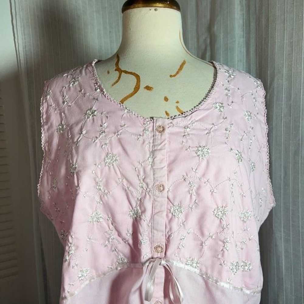 Vintage Laura Ashley Light Pink Floral Pajama Top… - image 2