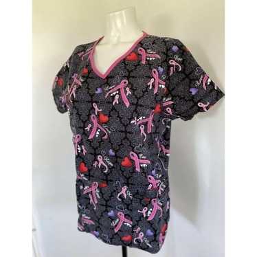 ScrubStar Pink Ribbon Scrub Top Women - image 1