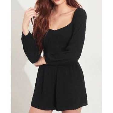 Hollister black long sleeve cotton romper size Sma