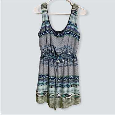 Rue 21 Blue White Aztec Print Boho Dress Scoop Ne… - image 1