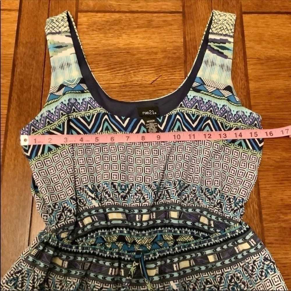 Rue 21 Blue White Aztec Print Boho Dress Scoop Ne… - image 3