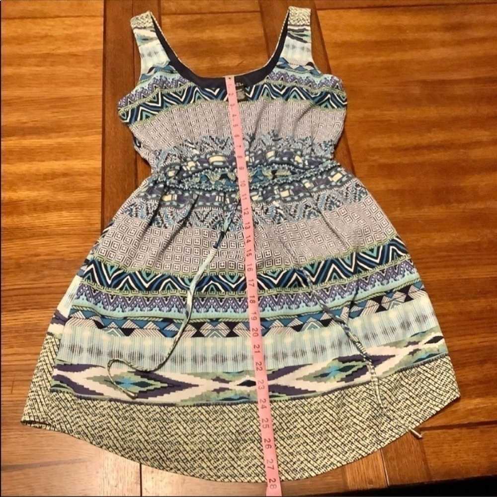 Rue 21 Blue White Aztec Print Boho Dress Scoop Ne… - image 4