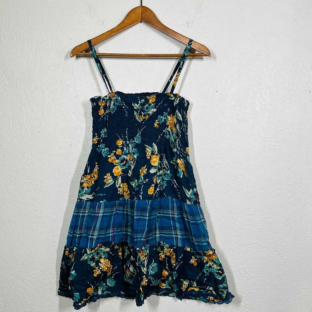 Mossimo Y2K Smocked Summer Dress Plaid Floral Mix… - image 2