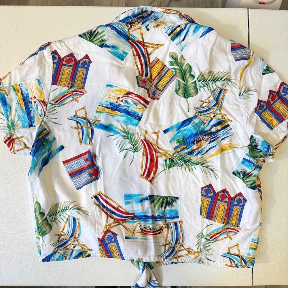 Caribbean Joe Womens Button Up Shirt White Hawaii… - image 2