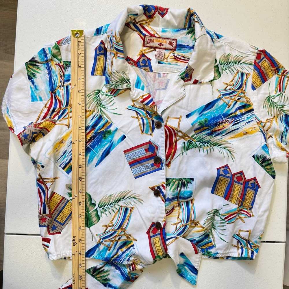 Caribbean Joe Womens Button Up Shirt White Hawaii… - image 5