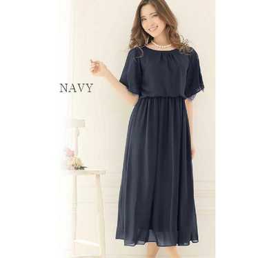 Navy Short Sleeve Long Dress