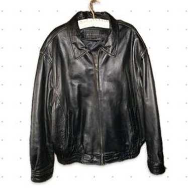 80s black leather jacket - Gem