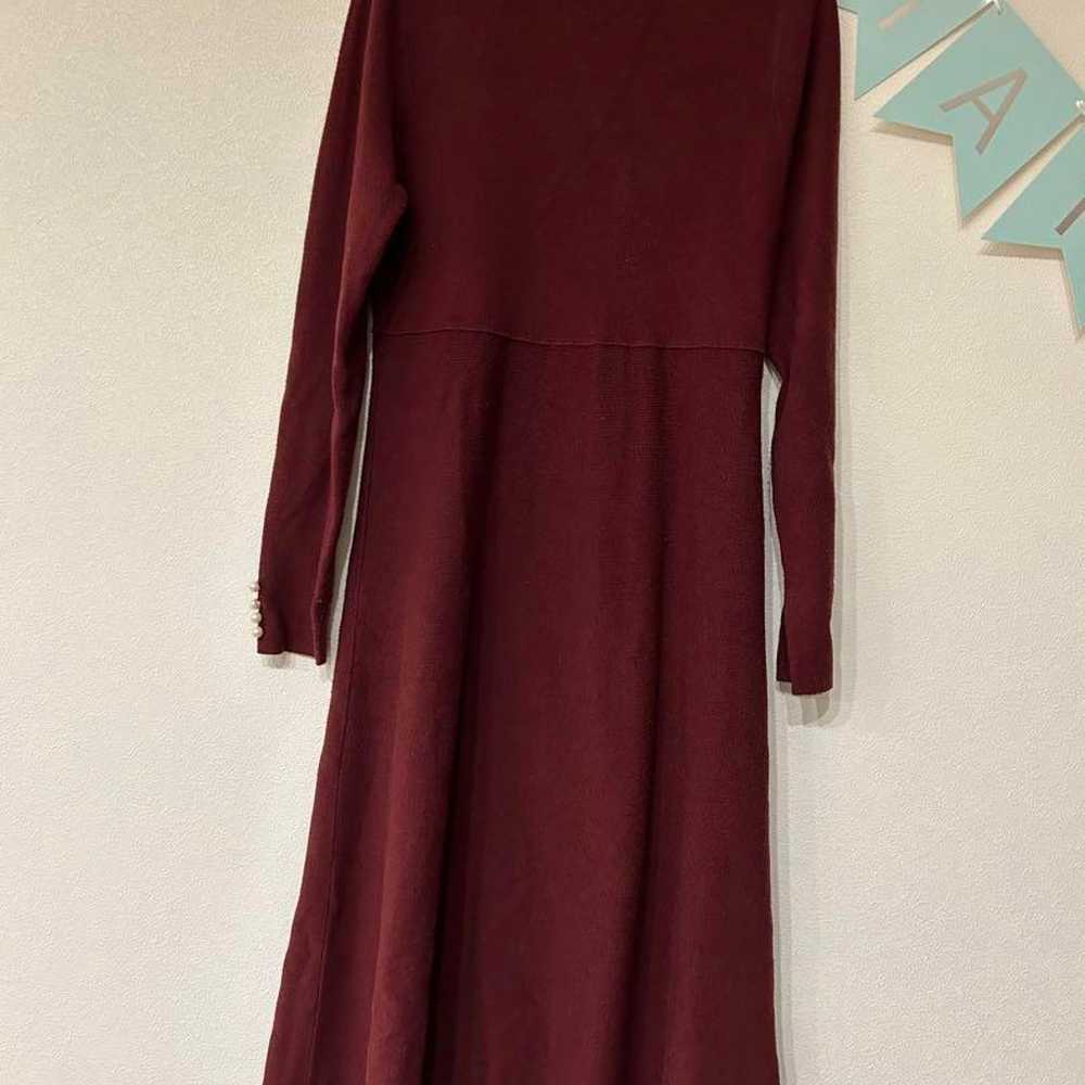 Tocco Closet Burgundy Knit Long Dress Long Sleeve - image 1