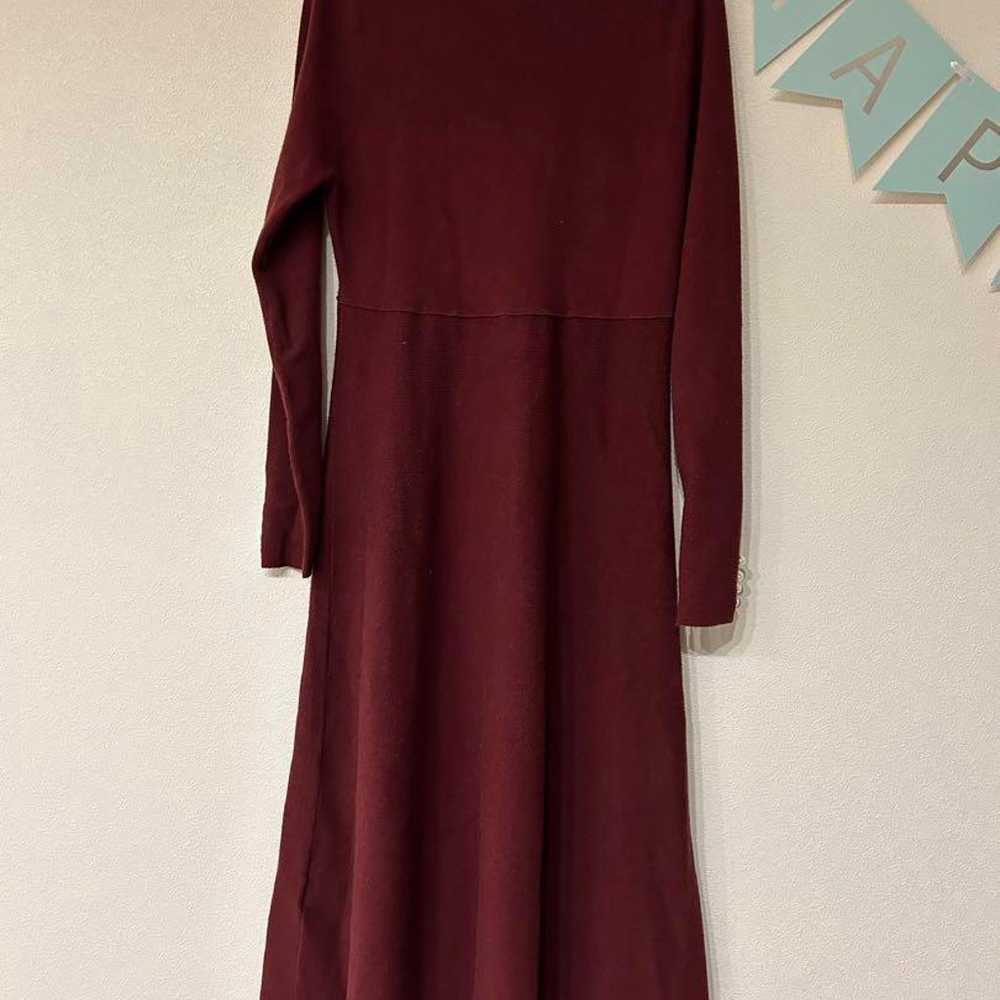 Tocco Closet Burgundy Knit Long Dress Long Sleeve - image 2