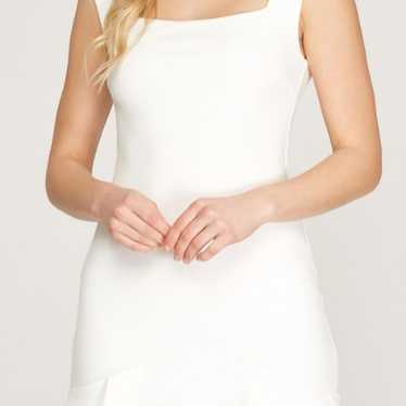 NEW She and Sky Square Neck White Mini Dress - image 1