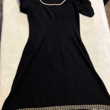 Black Dress with cream trim - image 1