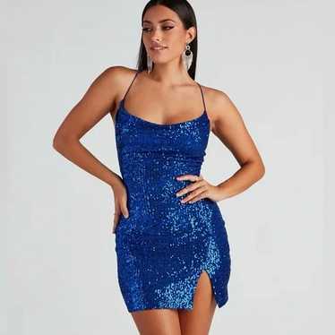 Windsor Glitzy Babe Royal Blue sequin mini dress … - image 1