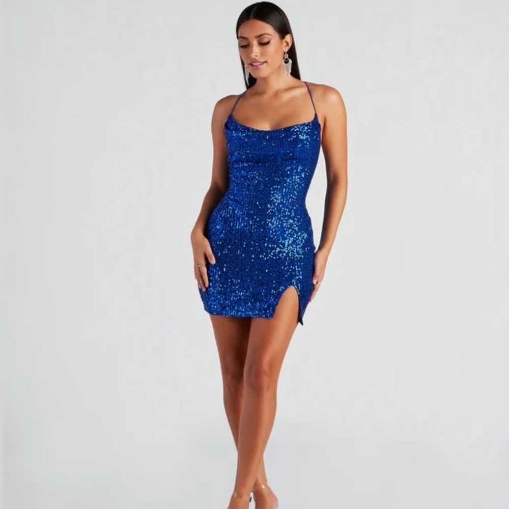 Windsor Glitzy Babe Royal Blue sequin mini dress … - image 2