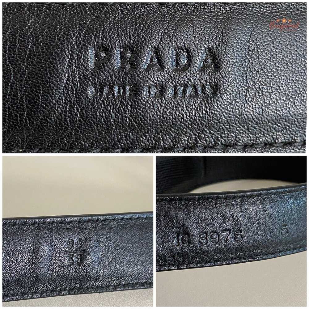 Prada PRADA Black Leather Engraved Oval Plaque Bu… - image 5