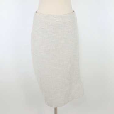 Vintage Asymmetrical Oatmeal Ivory Stretch Midi S… - image 1