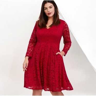 Torrid Red Mini Lace Skater Dress Women's Size 2X