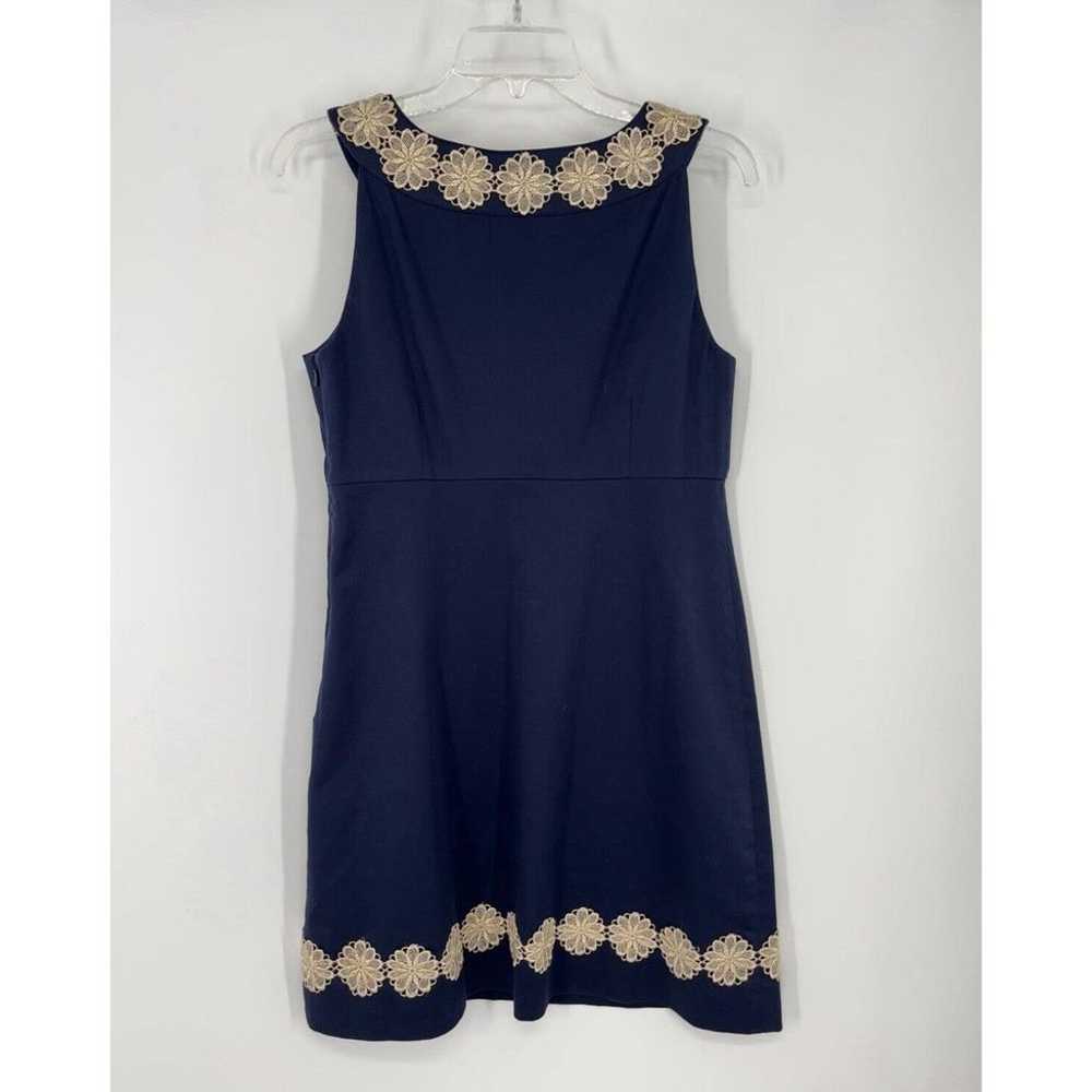 Lilly Pulitzer Wythe Shift Dress Navy Blue Gold E… - image 3