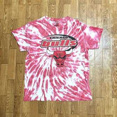 00s DELTA T-shirt Tie-Dye Chicago Bulls Pink Whit… - image 1