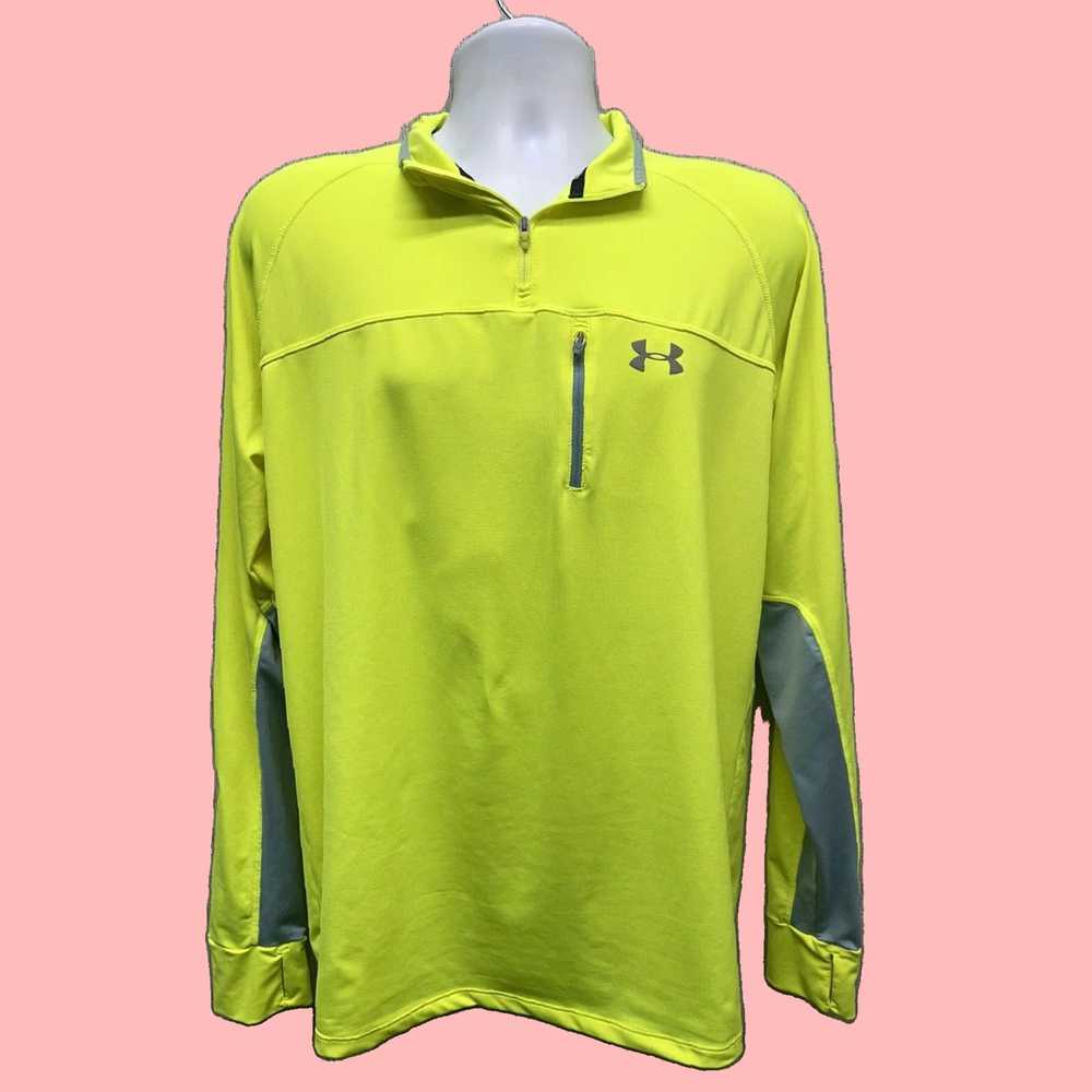 Under Armour Neon Yellow and Grey Half Zip Pullov… - image 1