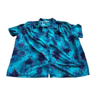 A Personal Touch Button Up Shirt Blue Floral Hawai