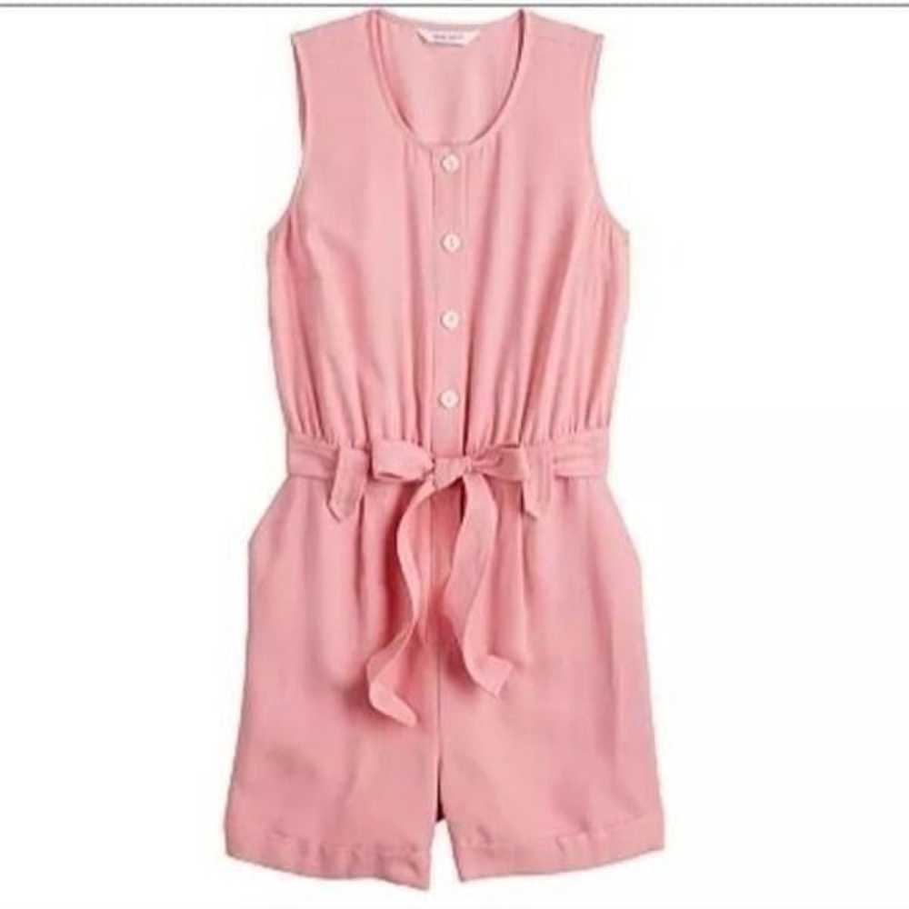 Nine West Utility Romper Pink Button Down Round N… - image 1