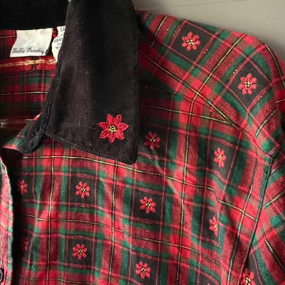 BOBBIE BROOKS Vintage Christmas Poinsettia Tartan… - image 10