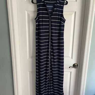 Talbots Navy Blue Striped Maxi Dress