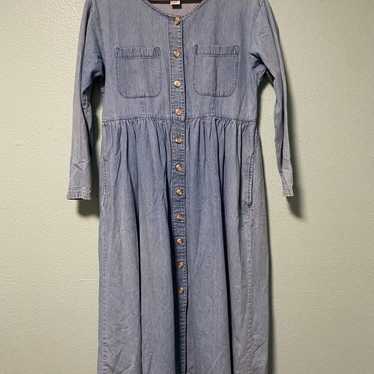 Vintage FADS Women's Light Denim Button Up Dress S