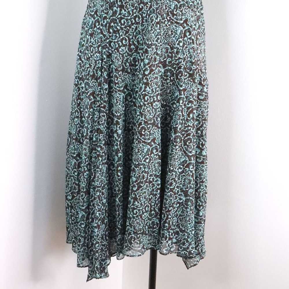 Evan Picone Women's 12 Blue & Brown Floral Chiffo… - image 5