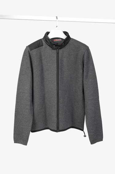 Prada Prada Charcoal Marled-Wool-Knit Mock-Neck Zi