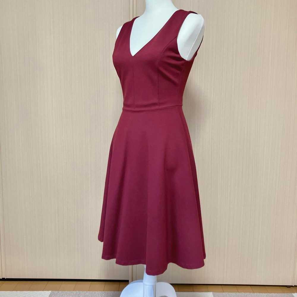 Knee-length dress, long dress, red, wine red, fla… - image 3