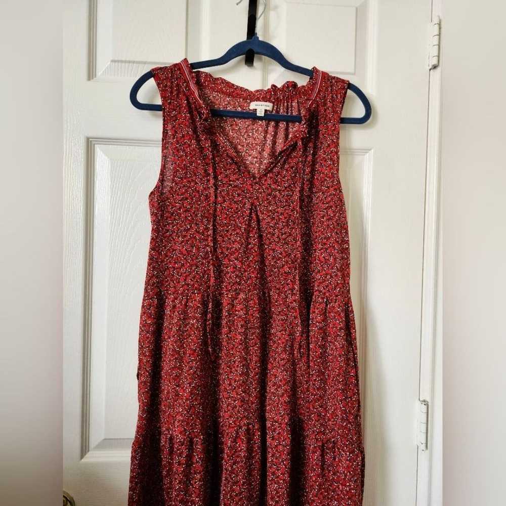 Max Studio Red Ditsy Floral Print Sleeveless Maxi… - image 2