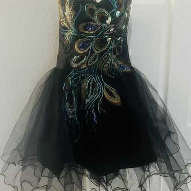 Black PeacockShort Evening Prom Bridesmaid Pagean… - image 1