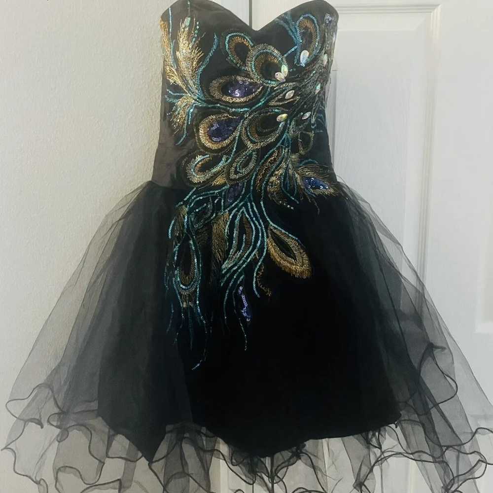 Black PeacockShort Evening Prom Bridesmaid Pagean… - image 3