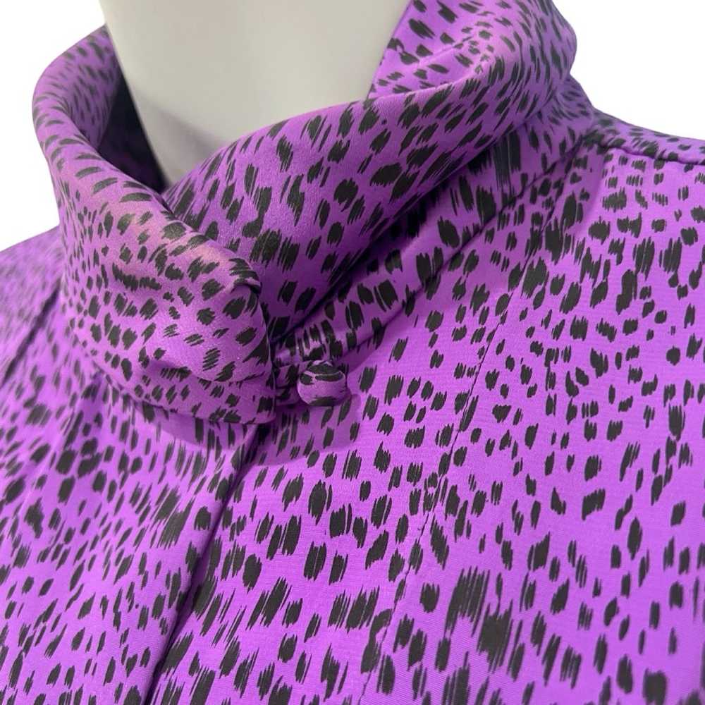 Vintage 80s Purple Black Cheetah Satin Button Dow… - image 3