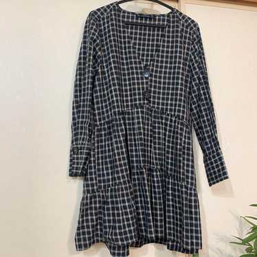 ZARA BASIC Checkered Long-Sleeve Dress L